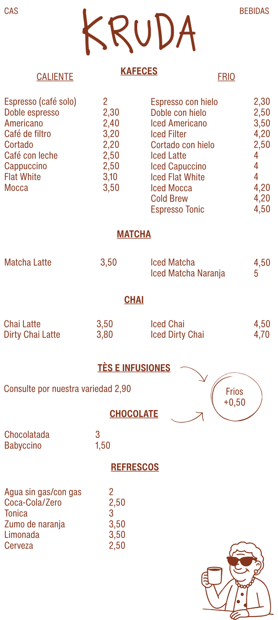 Menú de Bebidas - Kruda Coffee
