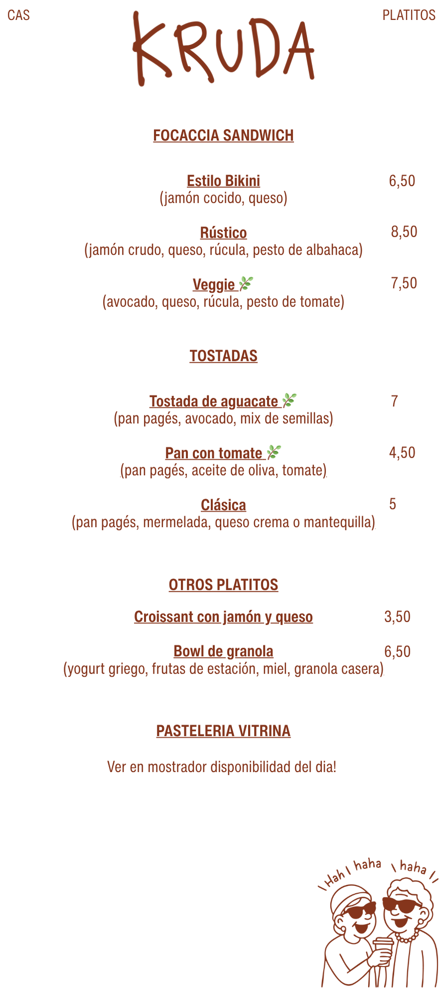 Menú de Platitos - Kruda Coffee